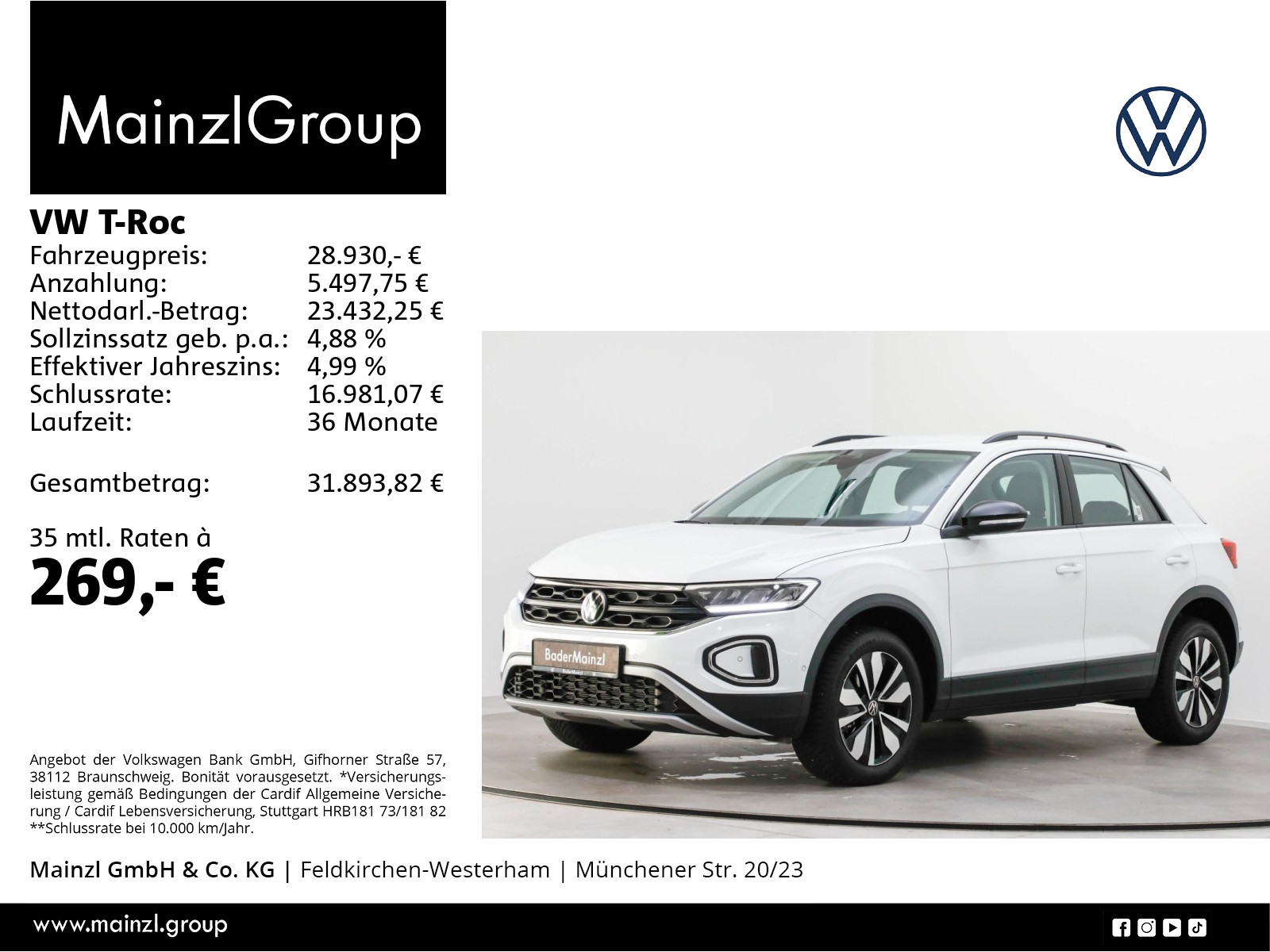 Volkswagen T-Roc 1.5 TSI DSG Goal LED Navi ACC Virtual SHZ