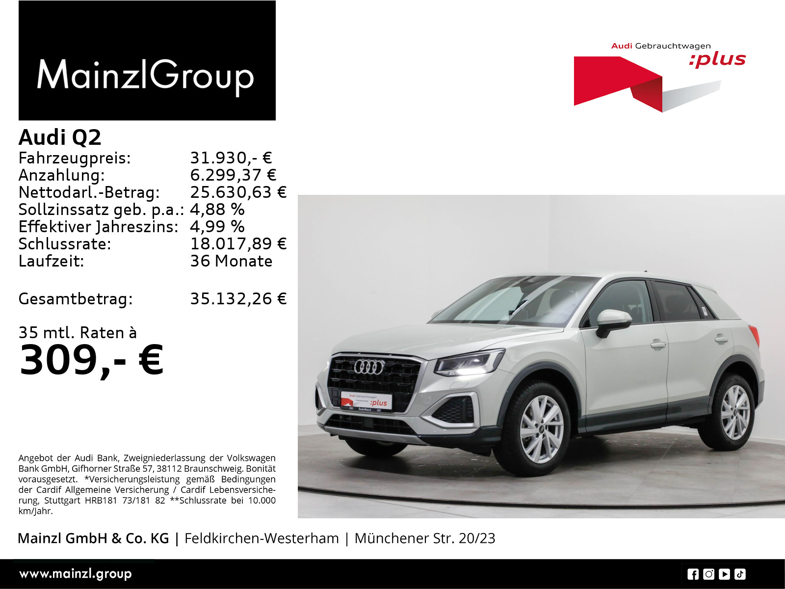 AUDI Q2 35 TFSI S tronic AHK Navi SHZ Kamera Virtual